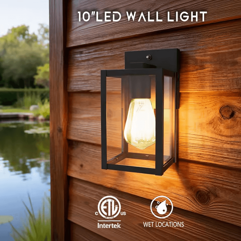 Replaceable Bulb Outdoor Wall Light Fixture E26 Aluminum Glass IP54 Waterproof AC120V ETL Exterior Porch Lamp Villa Patio